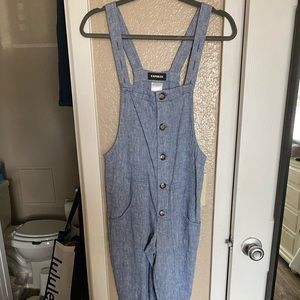 Linen ankle length overalls